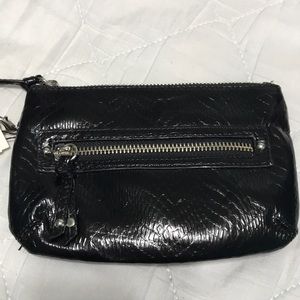 Black leather wristlet